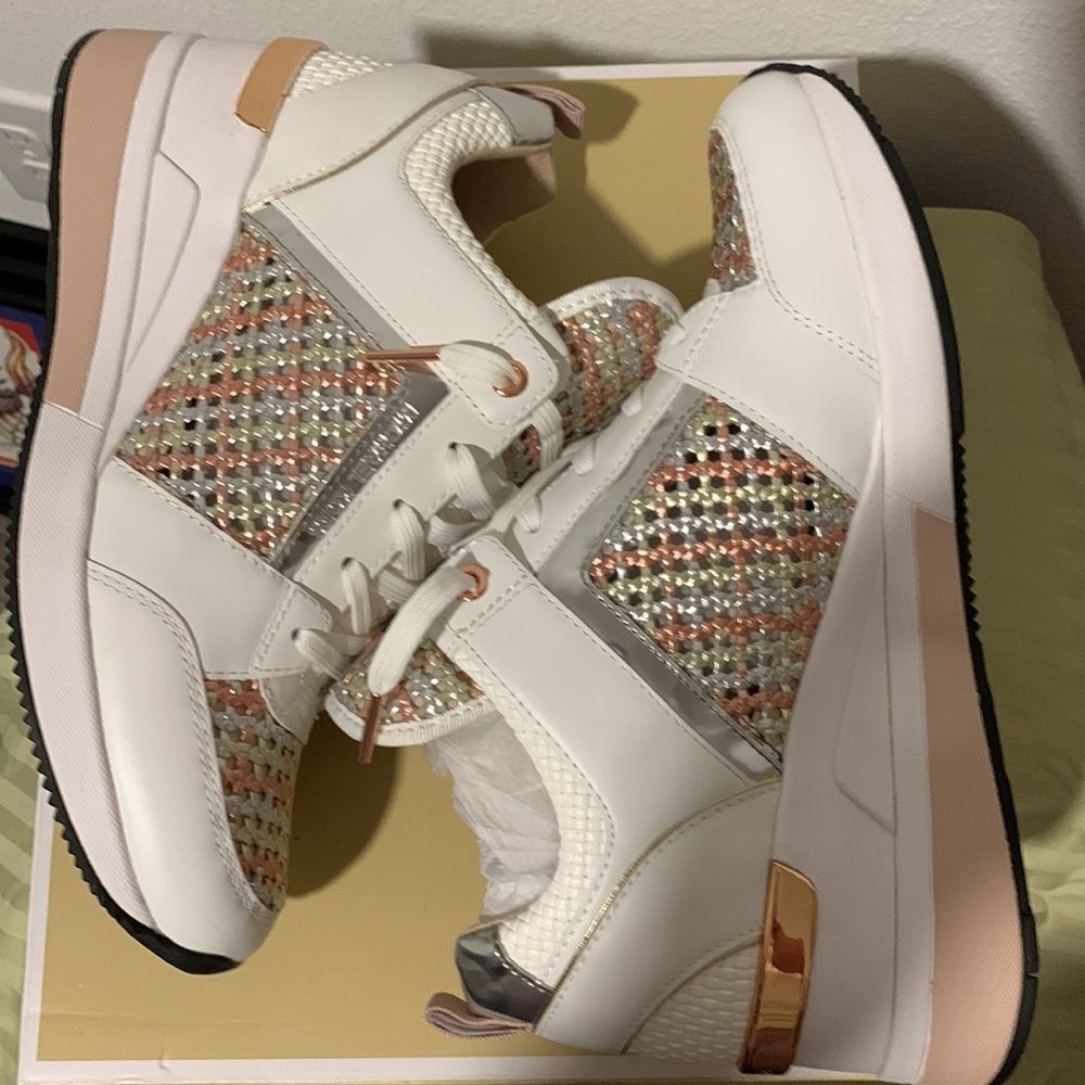 MICHAEL Michael Kors White and Gold Athletic Shoes